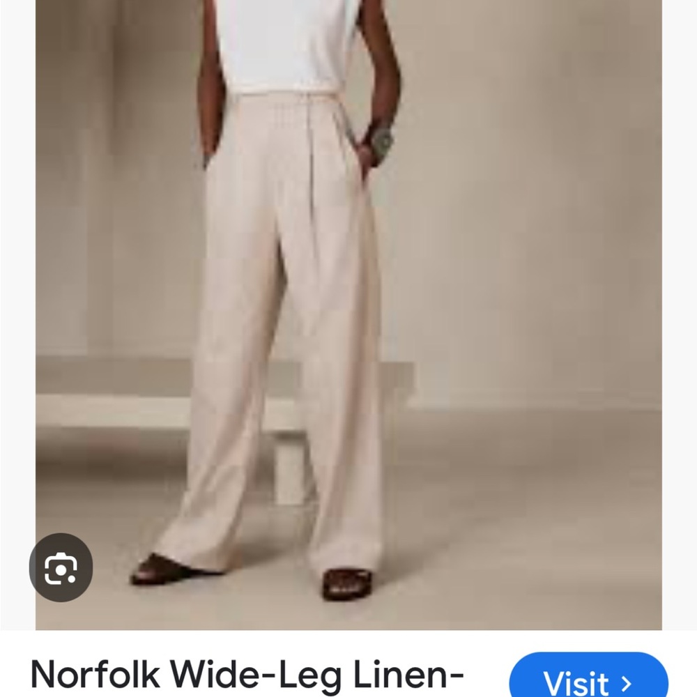 Banana Republic Norfolk linen cotton wide leg trouser fully lined (not BR outlet